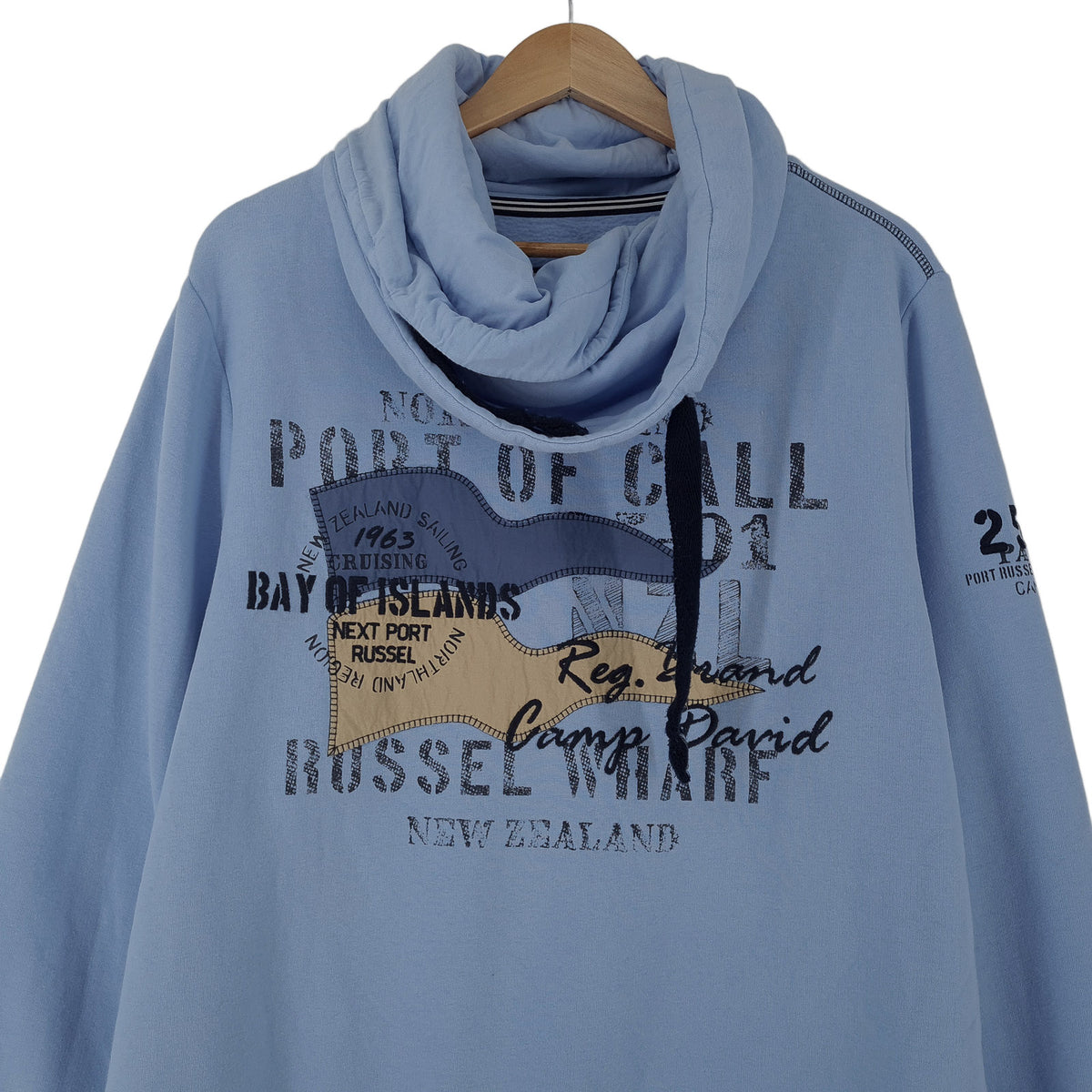 Camp David Vintage Mens Sweatshirt Cotton Blue Roll Neck Pullover Size XL, back view, image 2 of 9