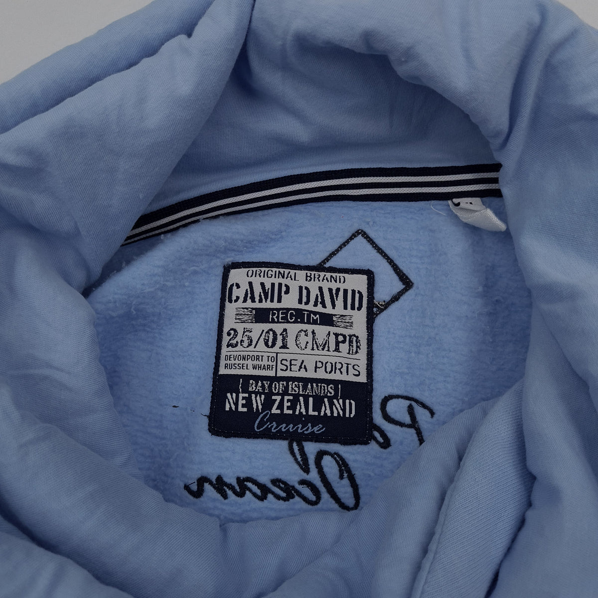 Camp David Vintage Mens Sweatshirt Cotton Blue Roll Neck Pullover Size XL, detail view 2, image 4 of 9
