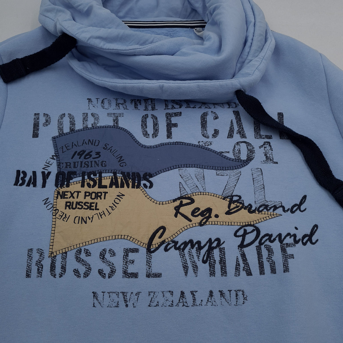 Camp David Vintage Mens Sweatshirt Cotton Blue Roll Neck Pullover Size XL, detail view 4, image 6 of 9