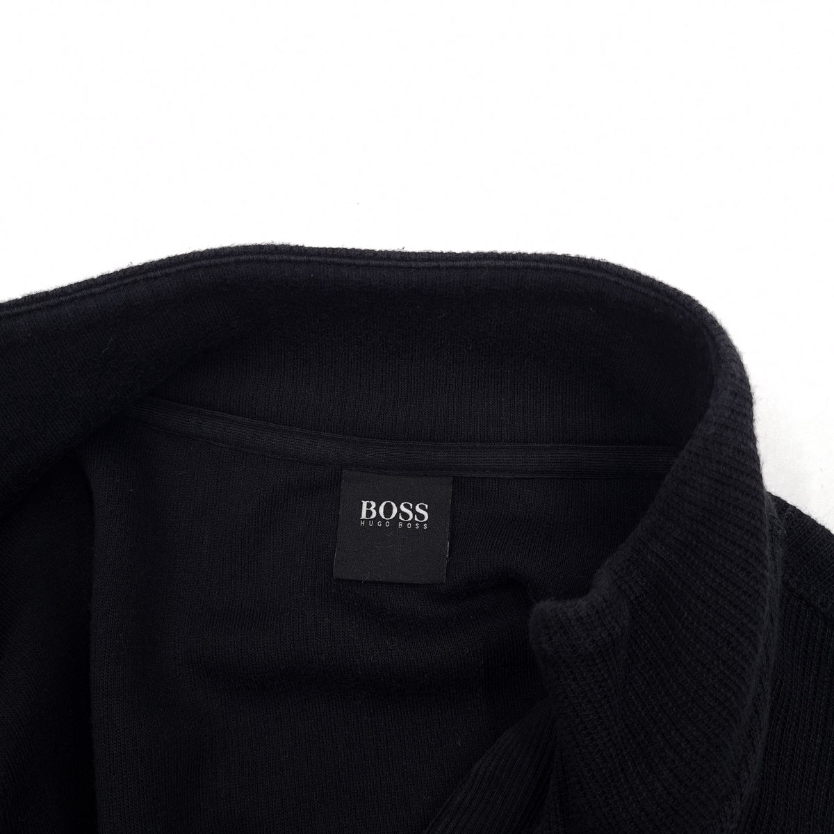 Hugo Boss Mens Full Zip Sweater Cotton Black High Neck Jumper Knit Size M, detail view 2, image 4 of 8