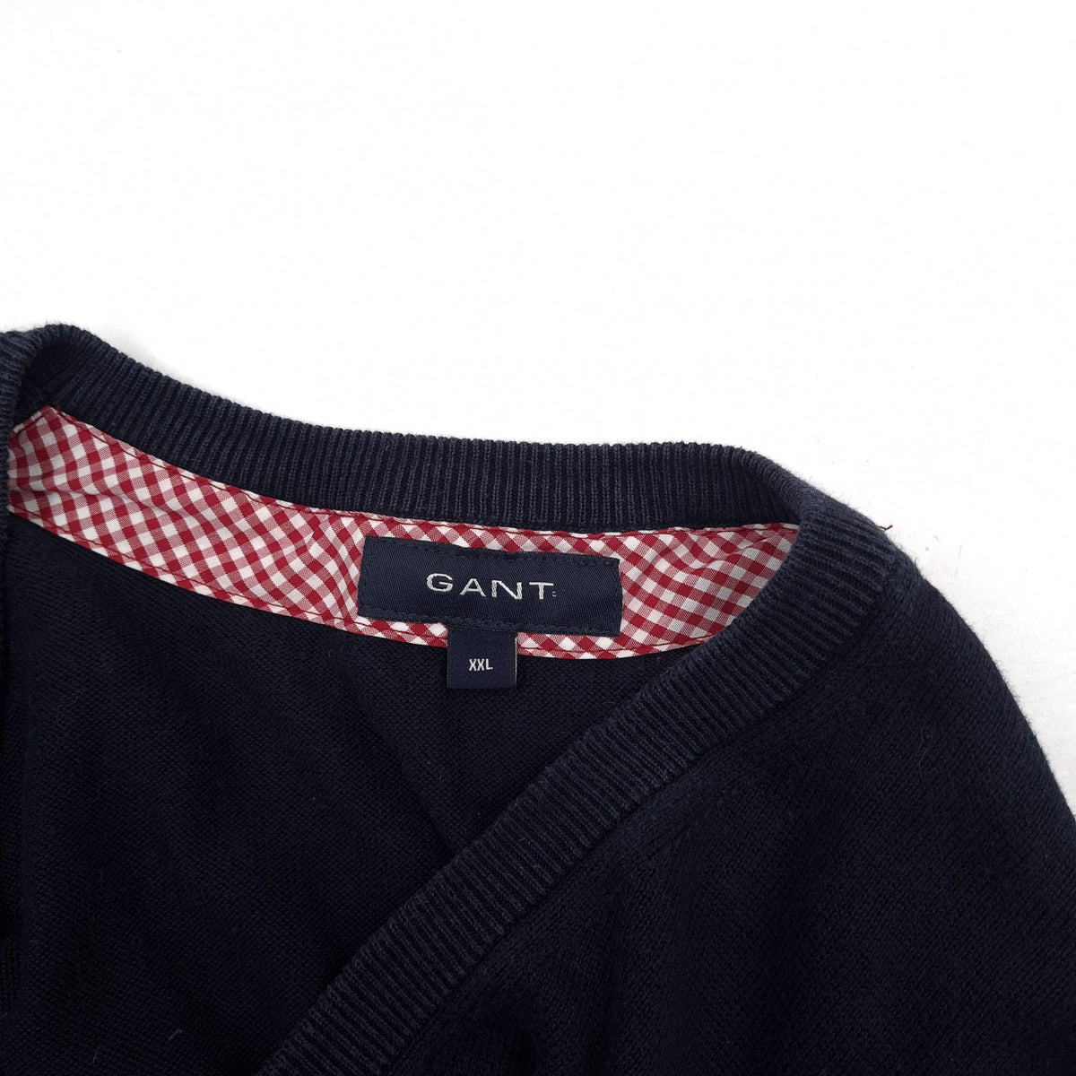 Gant Mens Jumper Sweater Cotton Blue V-Neck Pullover Knit Size 2XL, detail view 2, image 4 of 7