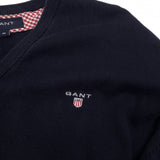 Gant Mens Jumper Sweater Cotton Blue V-Neck Pullover Knit Size 2XL, detail view 3, image 5 of 7