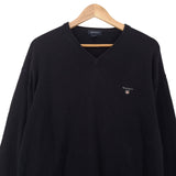 Gant Jumper Sweater Cotton Black V-Neck Pullover Knit Men Size XL, back view, image 2 of 7