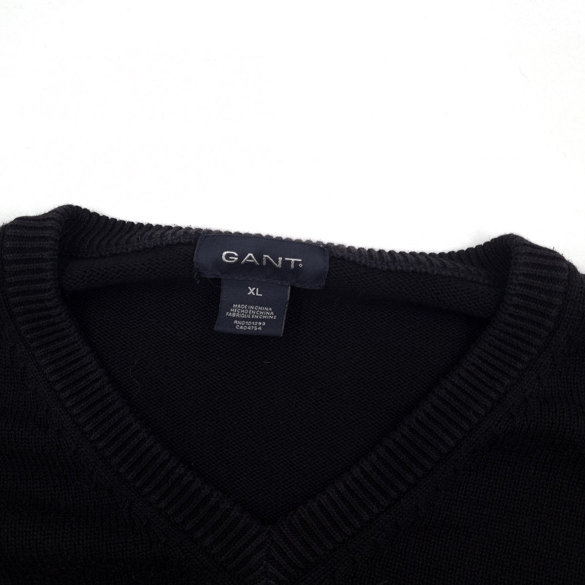 Gant Jumper Sweater Cotton Black V-Neck Pullover Knit Men Size XL, detail view 2, image 4 of 7