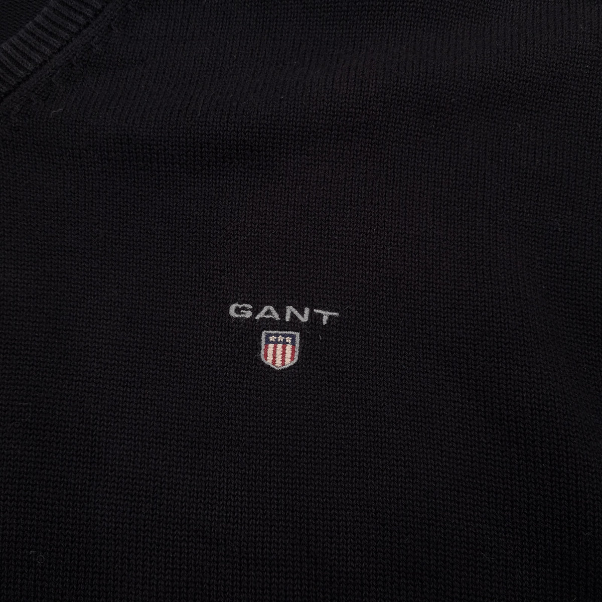 Gant Jumper Sweater Cotton Black V-Neck Pullover Knit Men Size XL, detail view 3, image 5 of 7