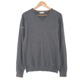 Kjus Mens Jumper Sweater Cotton Grey V-Neck Pullover Knit Size S, front view, image 1 of 7