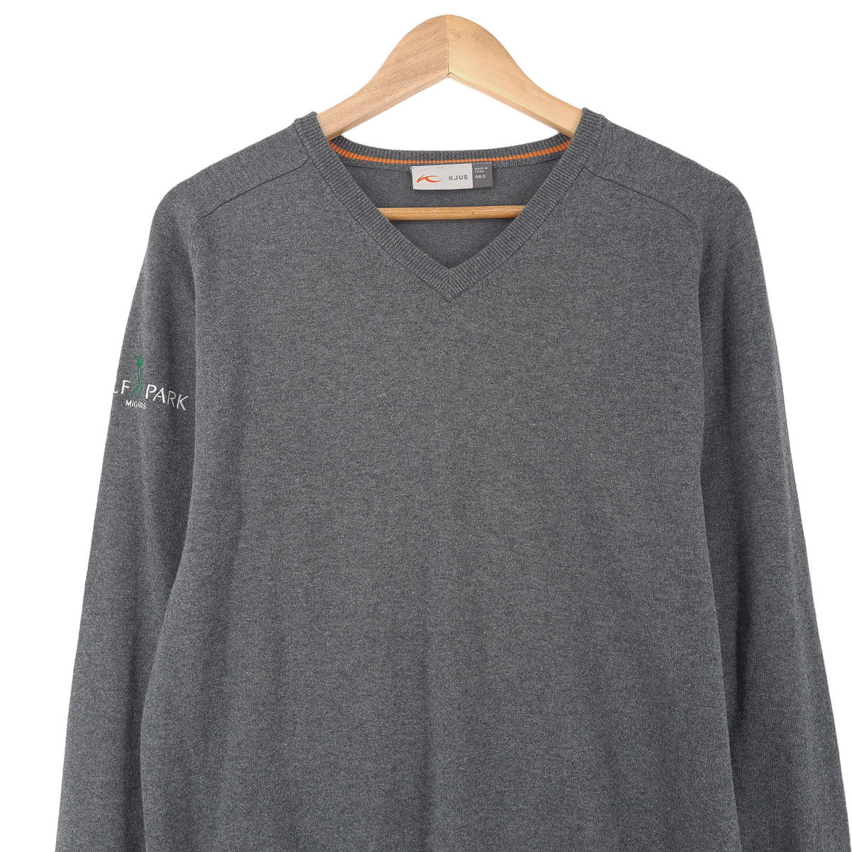 Kjus Mens Jumper Sweater Cotton Grey V-Neck Pullover Knit Size S, back view, image 2 of 7