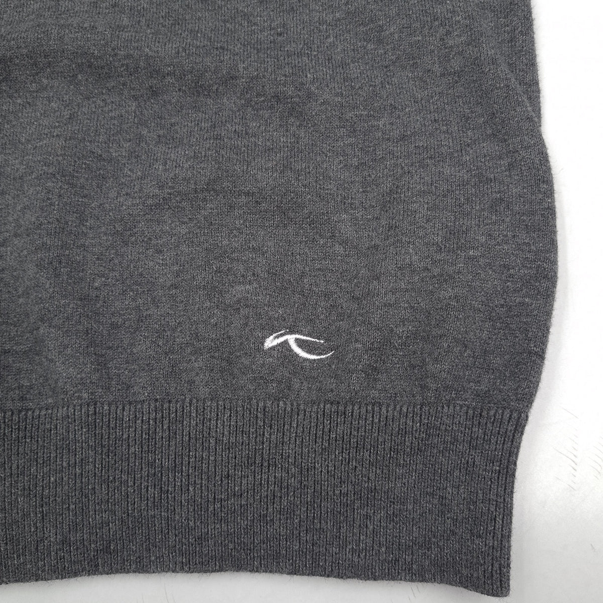 Kjus Mens Jumper Sweater Cotton Grey V-Neck Pullover Knit Size S, detail view 3, image 5 of 7