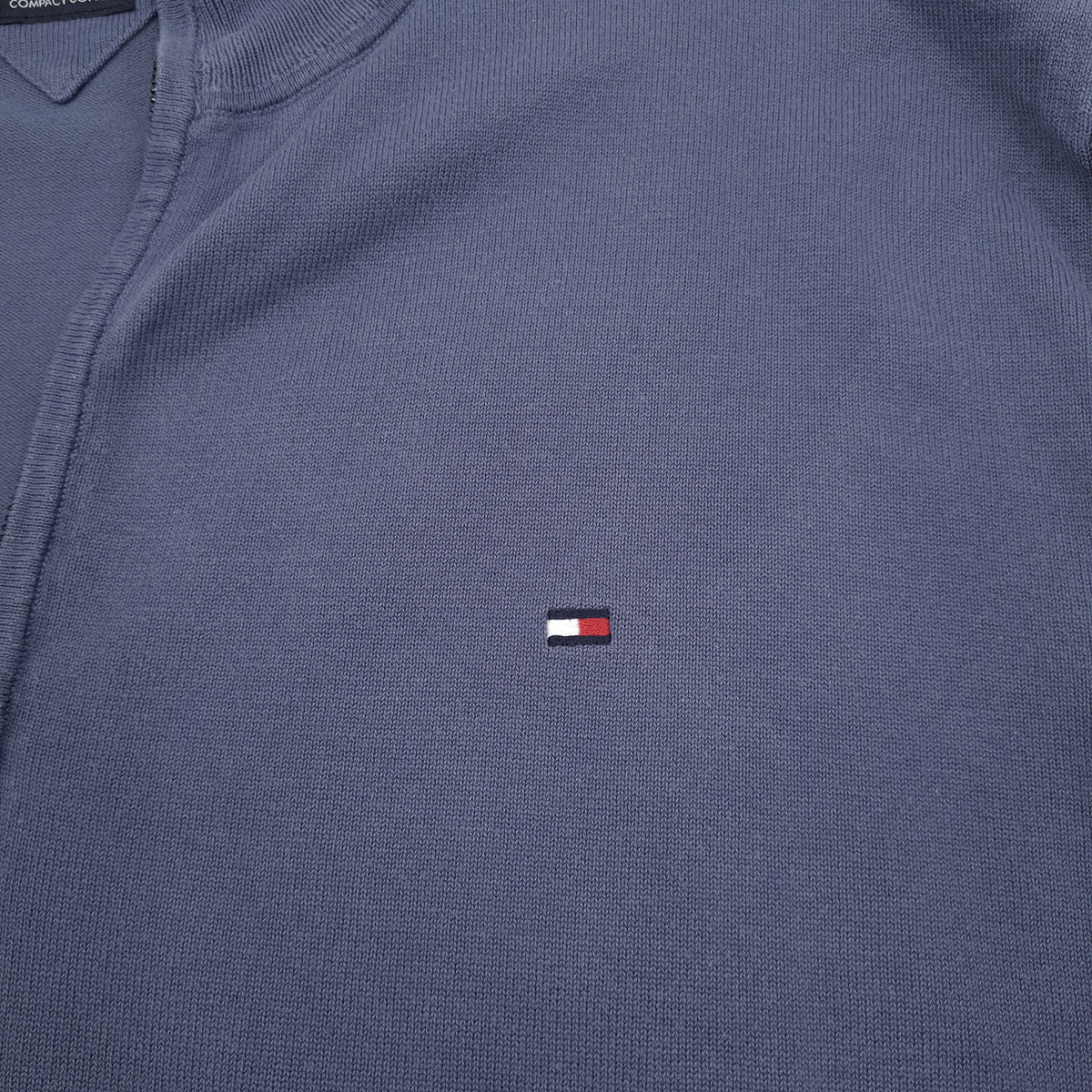 Tommy Hilfiger Vintage Mens Full Zip Sweater Cotton Blue High Neck Jumper Size 2XL, detail view 3, image 5 of 7
