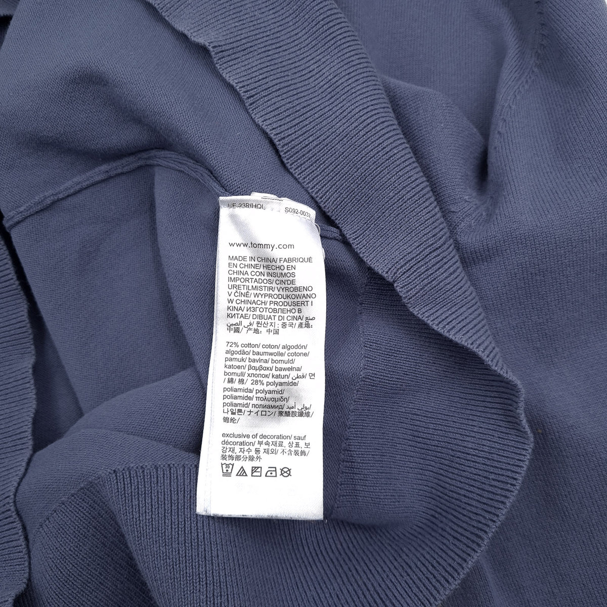Tommy Hilfiger Vintage Mens Full Zip Sweater Cotton Blue High Neck Jumper Size 2XL, detail view 4, image 6 of 7