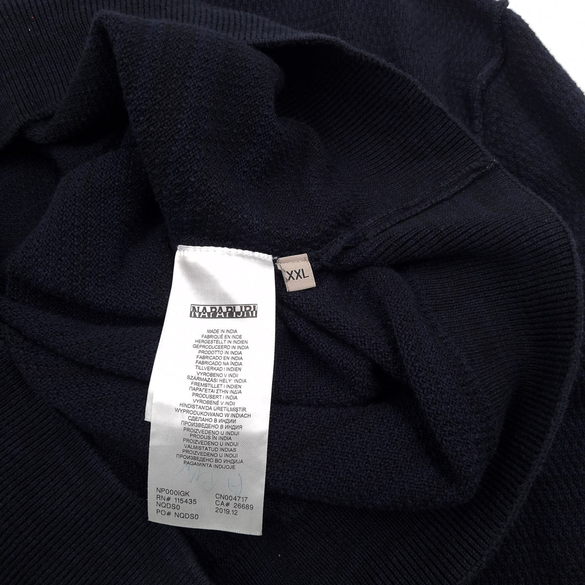 Napapijri Mens Jumper Sweater Cotton Blue Crew Neck Pullover Knit Size 2XL, detail view 4, image 6 of 8