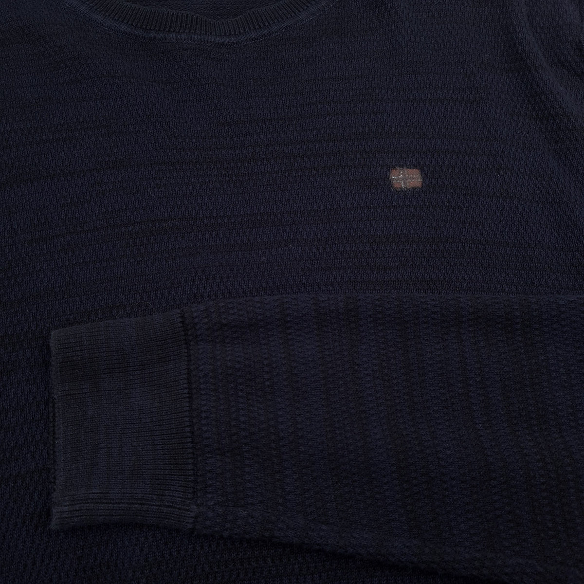 Napapijri Mens Jumper Sweater Cotton Blue Crew Neck Pullover Knit Size 2XL, detail view 6, image 8 of 8