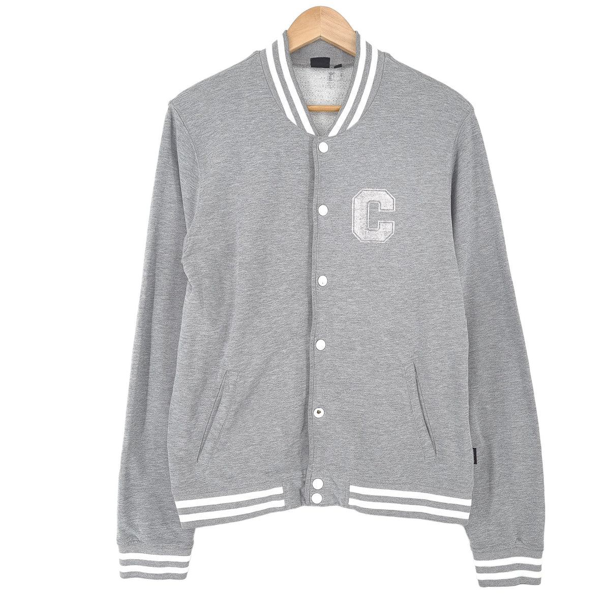 Carhartt Vintage Mens Cardigan Cotton Grey Round Neck Sweater Knit Size M, front view, image 1 of 8