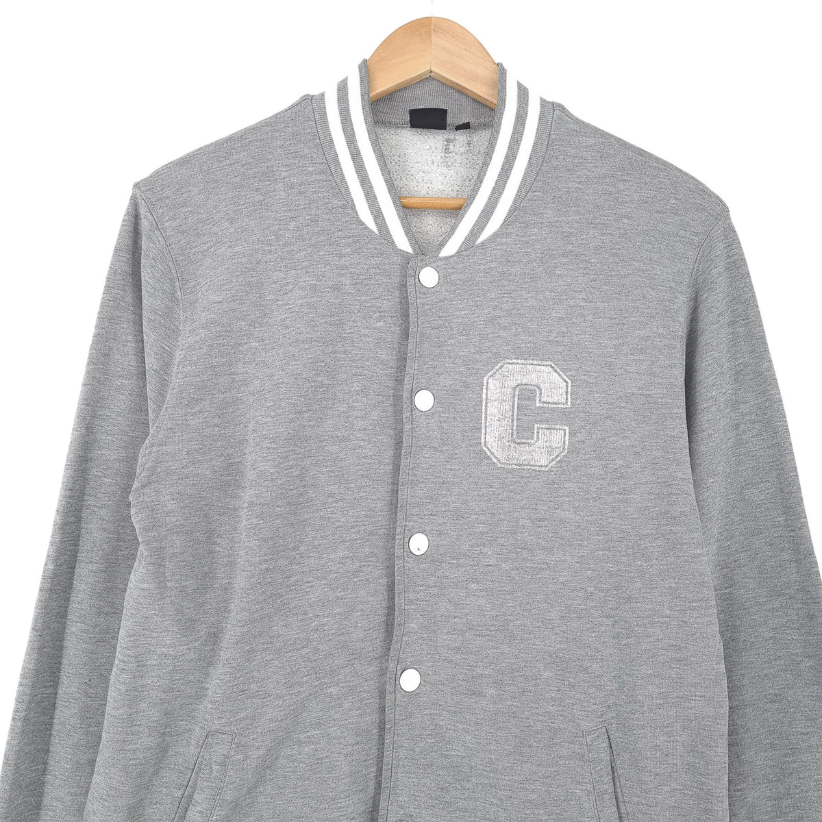 Carhartt Vintage Mens Cardigan Cotton Grey Round Neck Sweater Knit Size M, back view, image 2 of 8