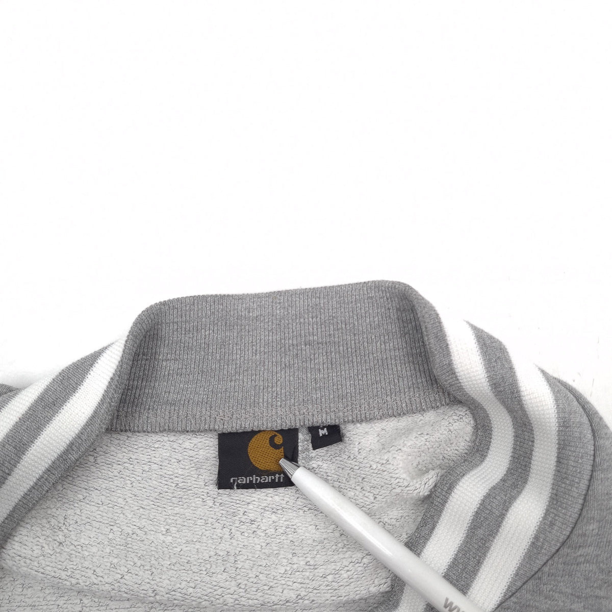 Carhartt Vintage Mens Cardigan Cotton Grey Round Neck Sweater Knit Size M, detail view 2, image 4 of 8
