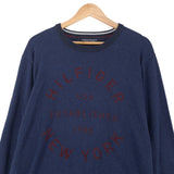 Tommy Hilfiger Vintage Mens Jumper Sweater Cotton Blue Crew Neck Pullover Size XL, back view, image 2 of 7