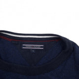 Tommy Hilfiger Vintage Mens Jumper Sweater Cotton Blue Crew Neck Pullover Size XL, detail view 2, image 4 of 7