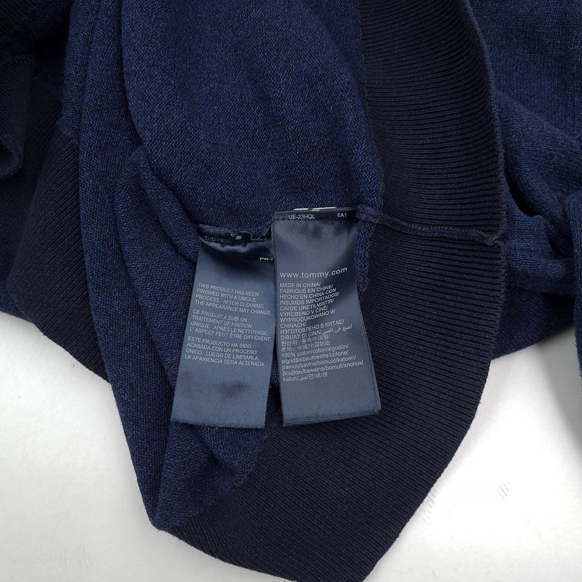 Tommy Hilfiger Vintage Mens Jumper Sweater Cotton Blue Crew Neck Pullover Size XL, detail view 4, image 6 of 7