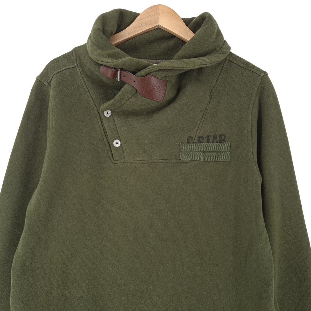G-Star Vintage Mens Sweatshirt Cotton Green High Neck Pullover Size M, back view, image 2 of 9