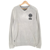 Camp David Vintage Mens Jumper Sweater Cotton Grey V-Neck Pullover Knit Size XL, front view, image 1 of 7