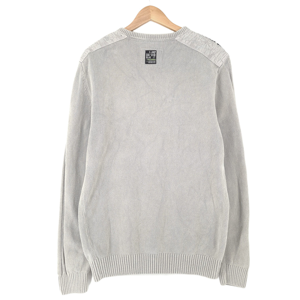 Camp David Vintage Mens Jumper Sweater Cotton Grey V-Neck Pullover Knit Size XL, detail view 1, image 3 of 7