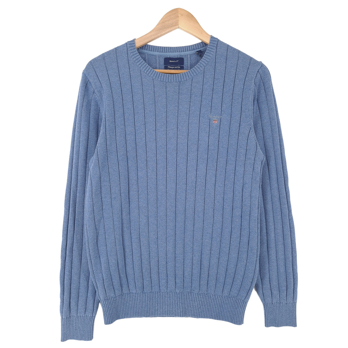 Gant Mens Jumper Sweater Cotton Blue Crew Neck Pullover Knit Size M, front view, image 1 of 7