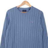 Gant Mens Jumper Sweater Cotton Blue Crew Neck Pullover Knit Size M, back view, image 2 of 7
