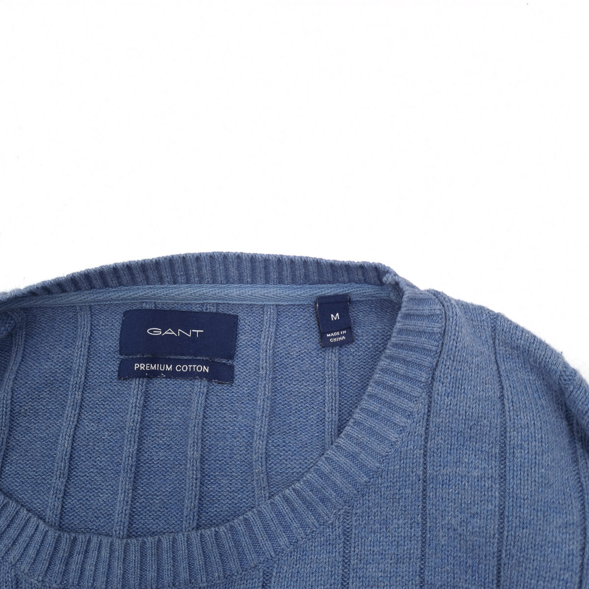 Gant Mens Jumper Sweater Cotton Blue Crew Neck Pullover Knit Size M, detail view 2, image 4 of 7
