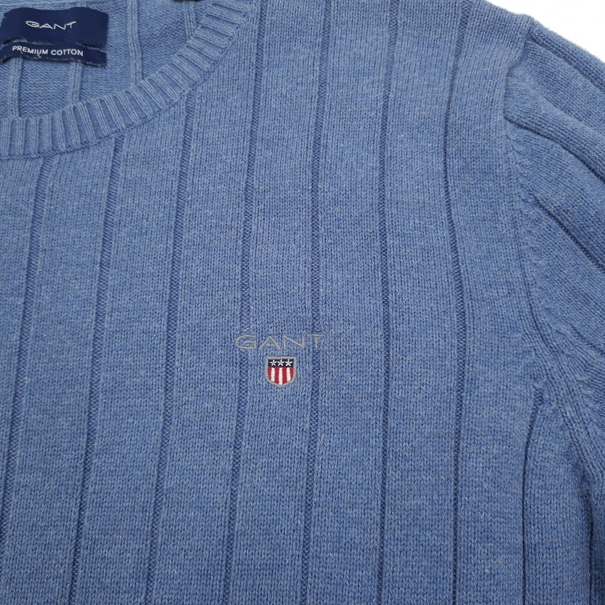 Gant Mens Jumper Sweater Cotton Blue Crew Neck Pullover Knit Size M, detail view 3, image 5 of 7