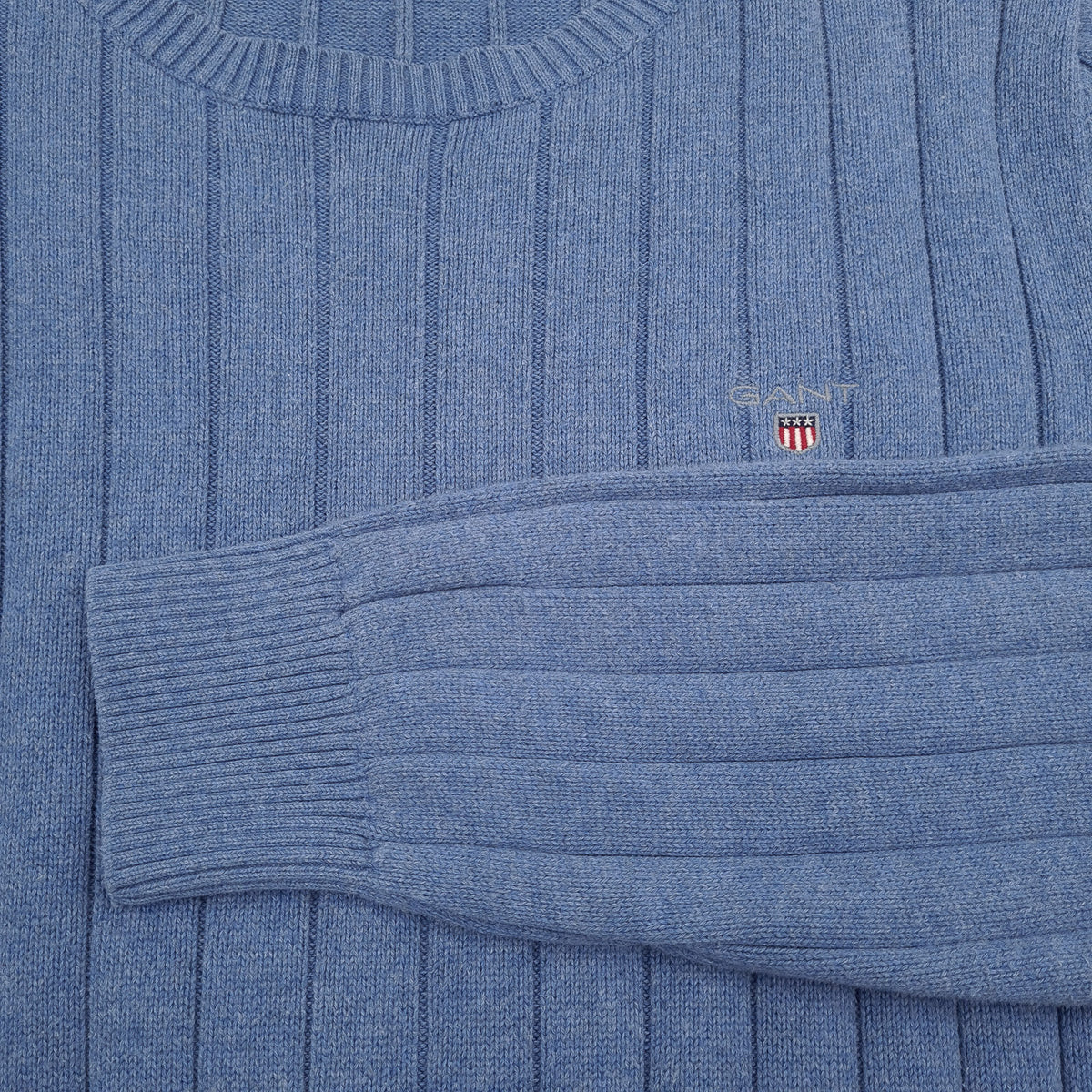 Gant Mens Jumper Sweater Cotton Blue Crew Neck Pullover Knit Size M, detail view 5, image 7 of 7