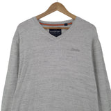 Superdry Mens Jumper Sweater Cotton Cashmere Grey V-Neck Pullover Size XL, back view, image 2 of 7
