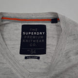 Superdry Mens Jumper Sweater Cotton Cashmere Grey V-Neck Pullover Size XL, detail view 2, image 4 of 7