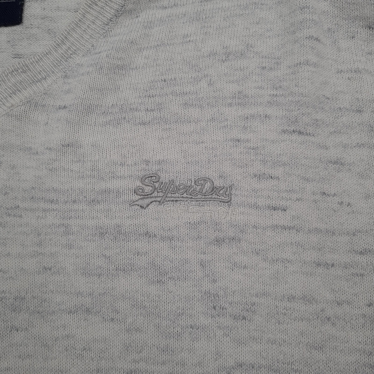 Superdry Mens Jumper Sweater Cotton Cashmere Grey V-Neck Pullover Size XL, detail view 3, image 5 of 7