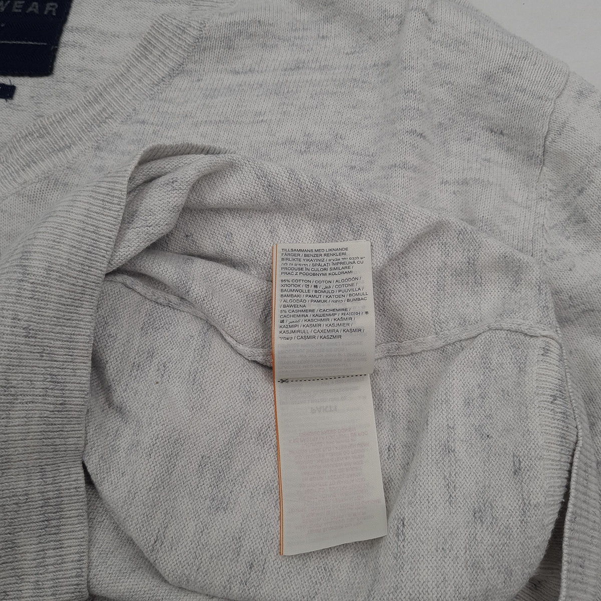 Superdry Mens Jumper Sweater Cotton Cashmere Grey V-Neck Pullover Size XL, detail view 5, image 7 of 7