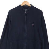 Gant Mens Full Zip Sweater Cotton Blue High Neck Jumper Knit Size XL, back view, image 2 of 8
