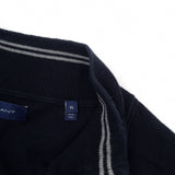 Gant Mens Full Zip Sweater Cotton Blue High Neck Jumper Knit Size XL, detail view 3, image 5 of 8