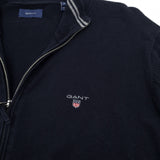 Gant Mens Full Zip Sweater Cotton Blue High Neck Jumper Knit Size XL, detail view 4, image 6 of 8