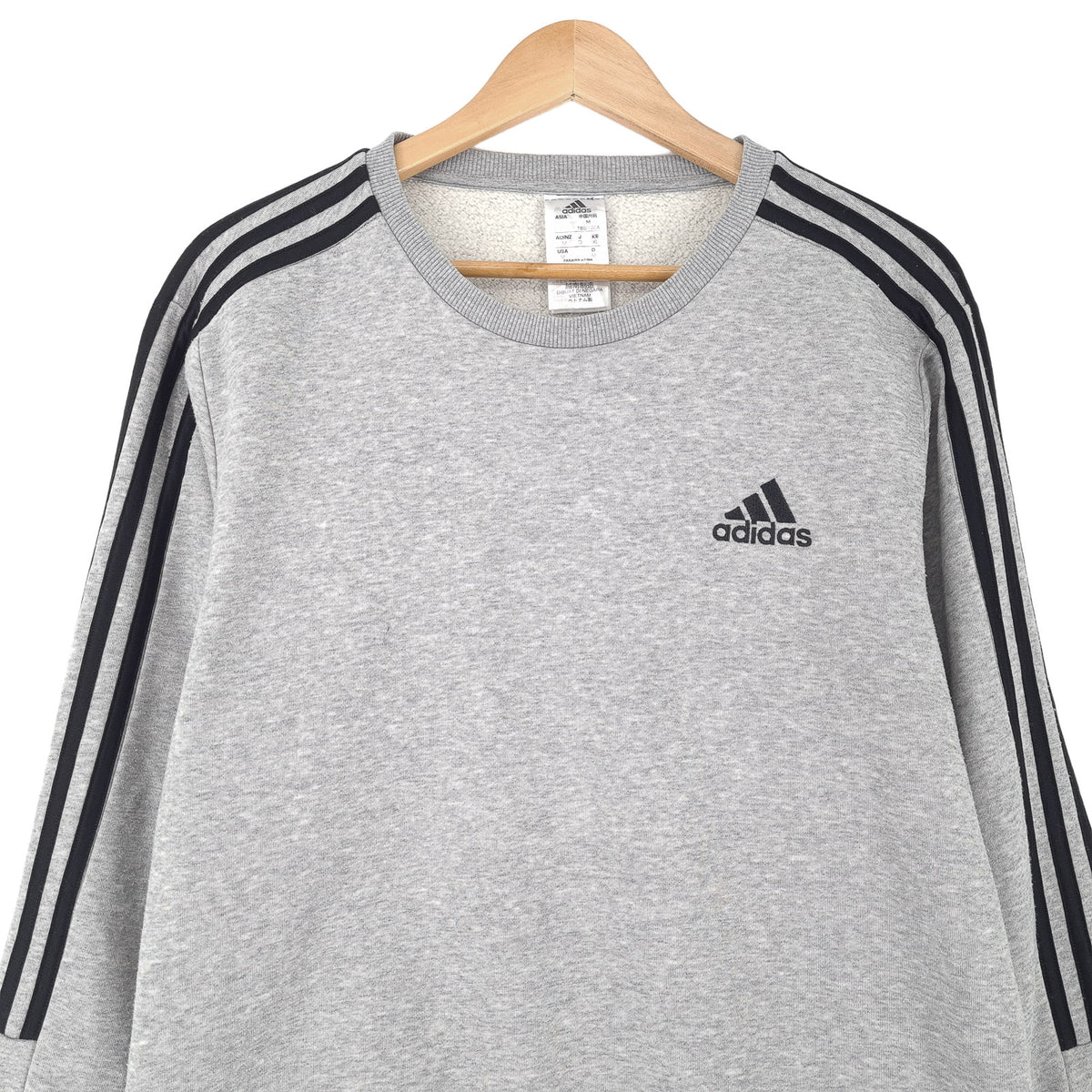 Adidas Vintage Mens Sweatshirt Cotton Grey Crew Neck Pullover Size M, back view, image 2 of 9