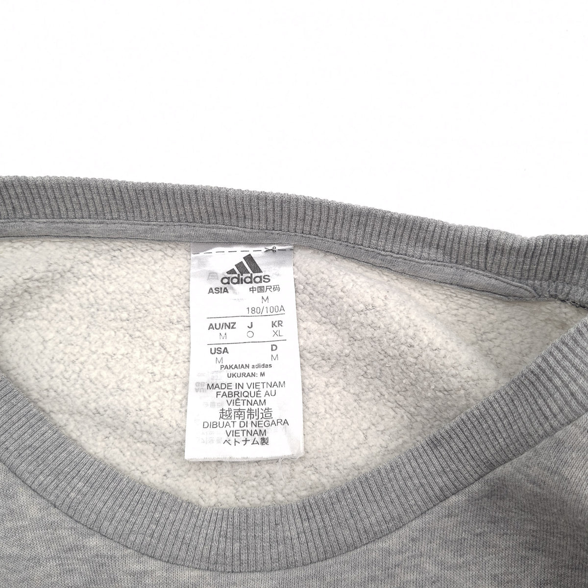 Adidas Vintage Mens Sweatshirt Cotton Grey Crew Neck Pullover Size M, detail view 2, image 4 of 9