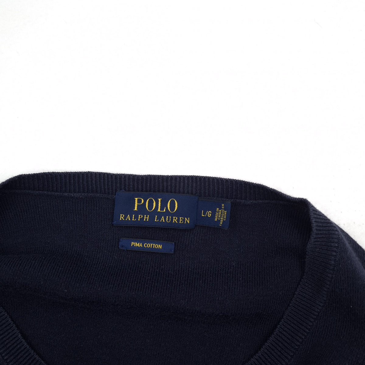 Polo Ralph Lauren Vintage Mens Jumper Sweater Cotton Blue V-Neck Pullover Size, detail view 2, image 4 of 7