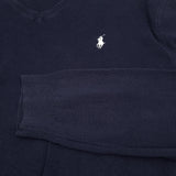 Polo Ralph Lauren Vintage Mens Jumper Sweater Cotton Blue V-Neck Pullover Size, detail view 5, image 7 of 7