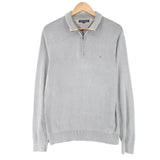 Tommy Hilfiger Vintage Mens Quarter Zip Sweater Cotton Grey High Neck Jumper Size M, front view, image 1 of 8
