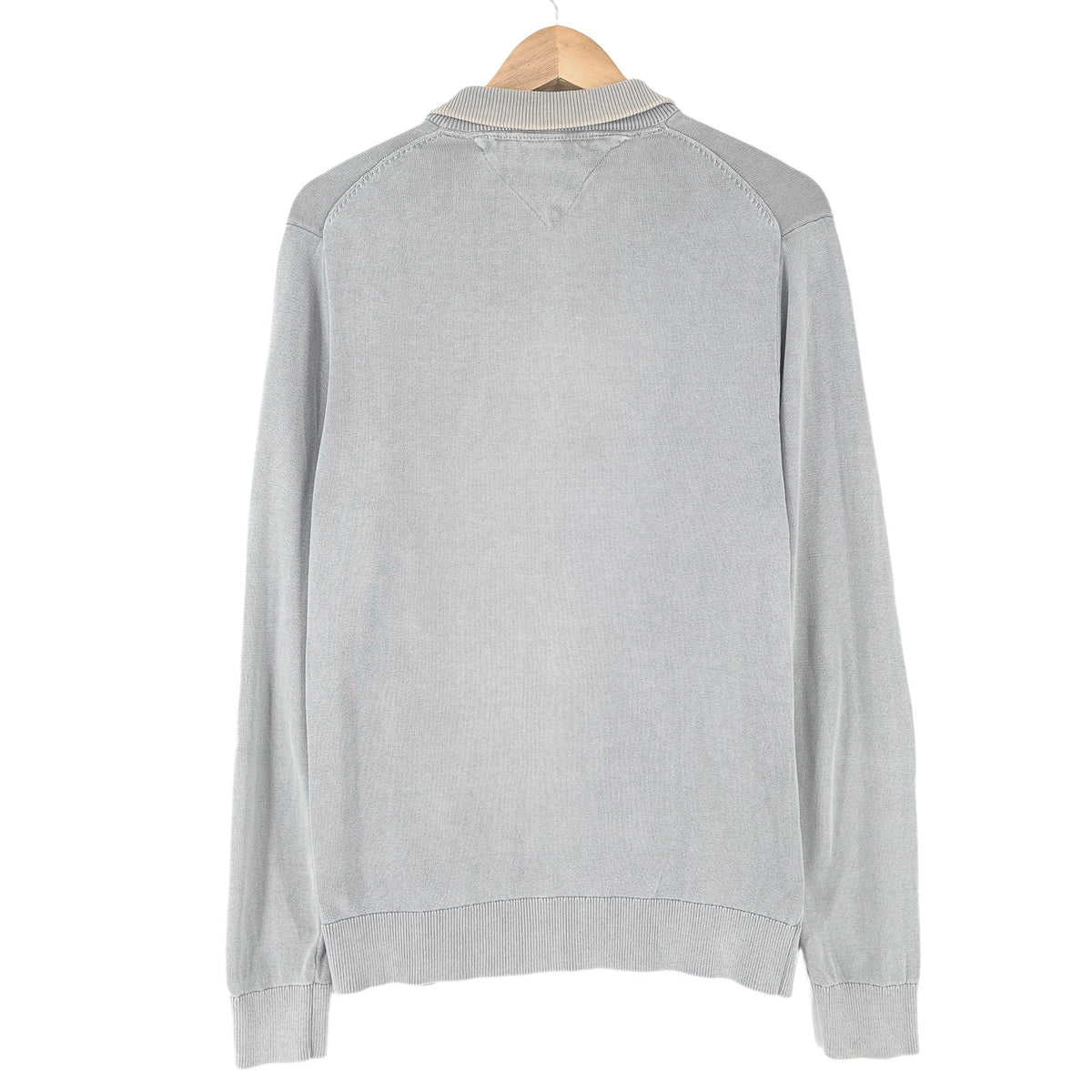 Tommy Hilfiger Vintage Mens Quarter Zip Sweater Cotton Grey High Neck Jumper Size M, detail view 1, image 3 of 8