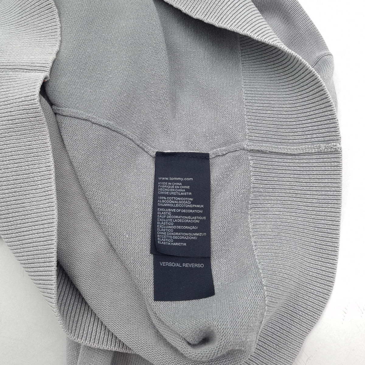 Tommy Hilfiger Vintage Mens Quarter Zip Sweater Cotton Grey High Neck Jumper Size M, detail view 4, image 6 of 8