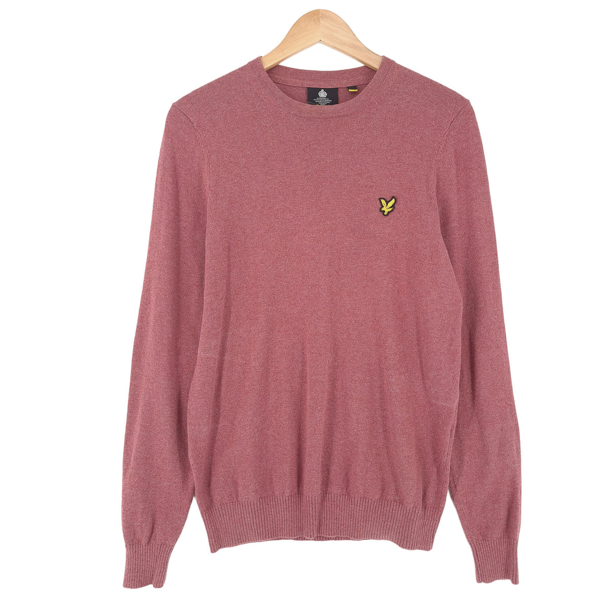 Lyle & Scott Vintage Mens Jumper Sweater Cotton Wool Pink Crew Neck Pullover Size S, front view, image 1 of 8