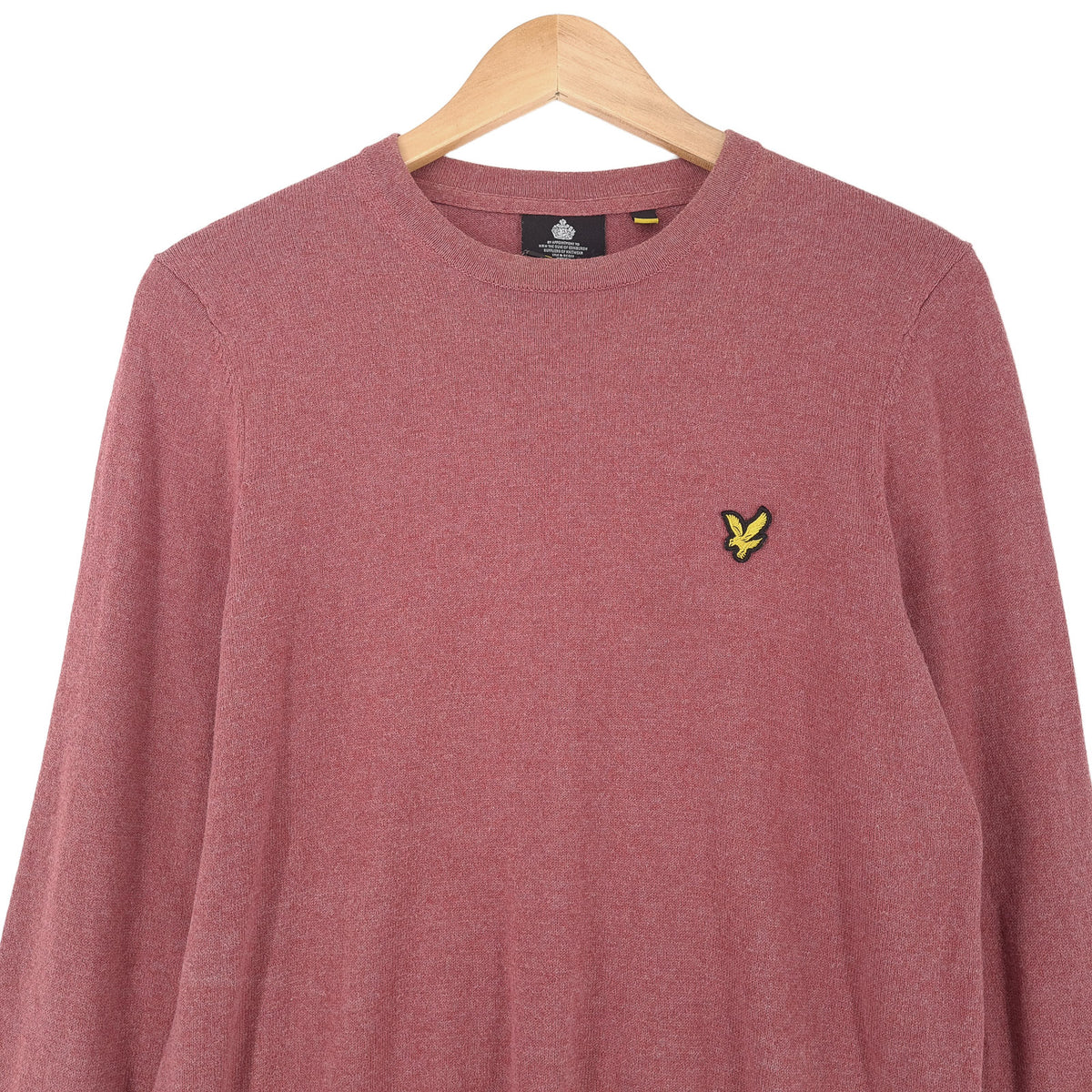 Lyle & Scott Vintage Mens Jumper Sweater Cotton Wool Pink Crew Neck Pullover Size S, back view, image 2 of 8