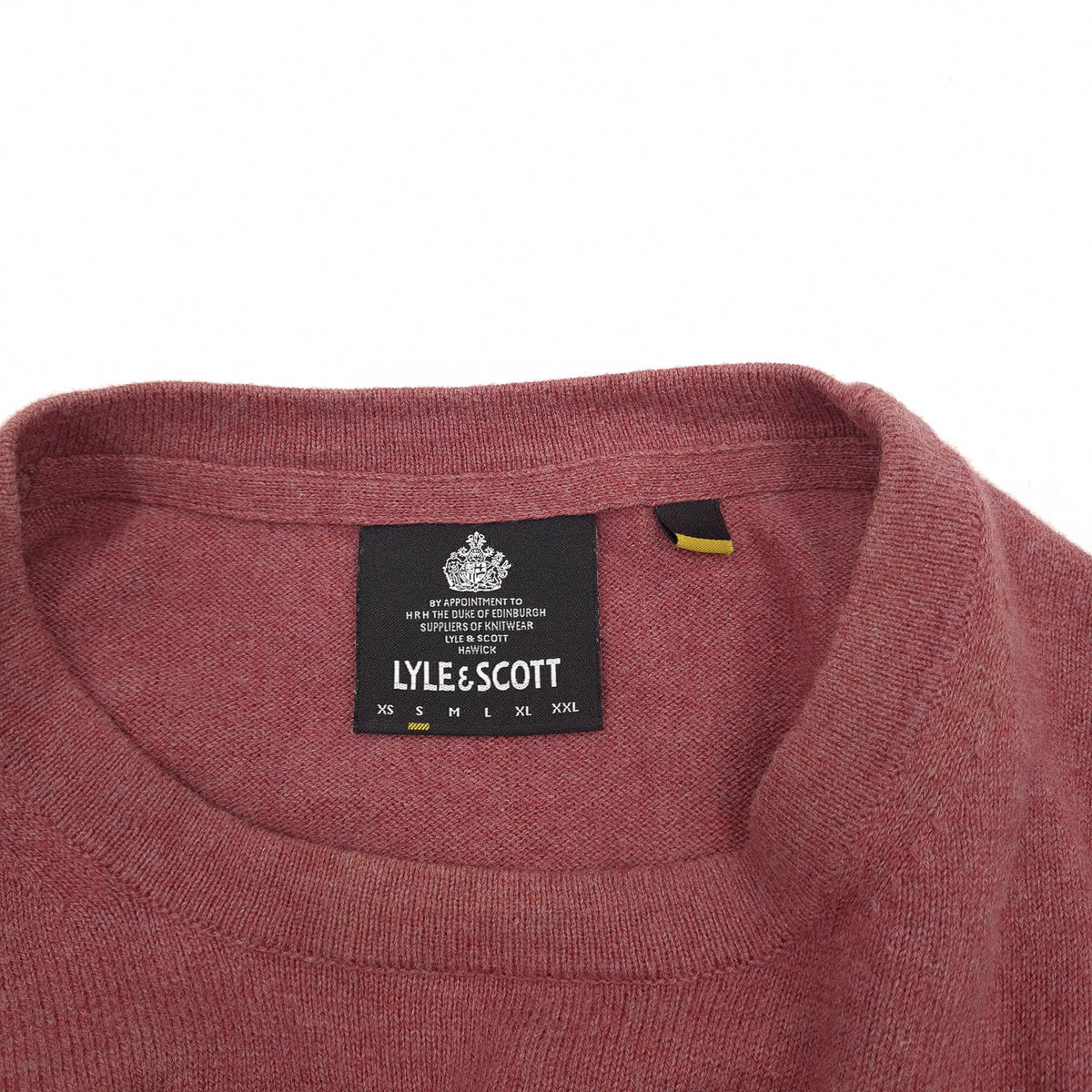 Lyle & Scott Vintage Mens Jumper Sweater Cotton Wool Pink Crew Neck Pullover Size S, detail view 2, image 4 of 8