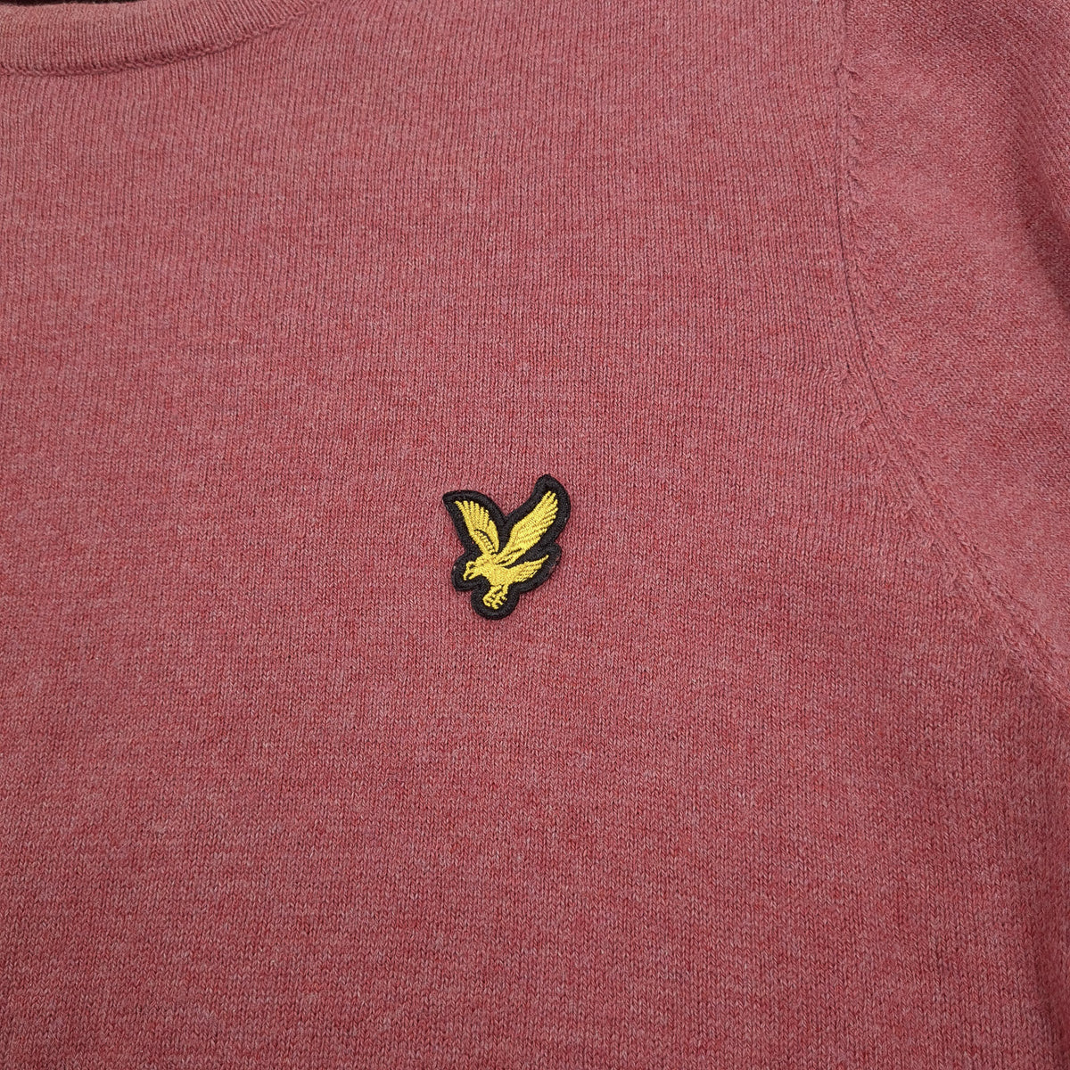 Lyle & Scott Vintage Mens Jumper Sweater Cotton Wool Pink Crew Neck Pullover Size S, detail view 3, image 5 of 8