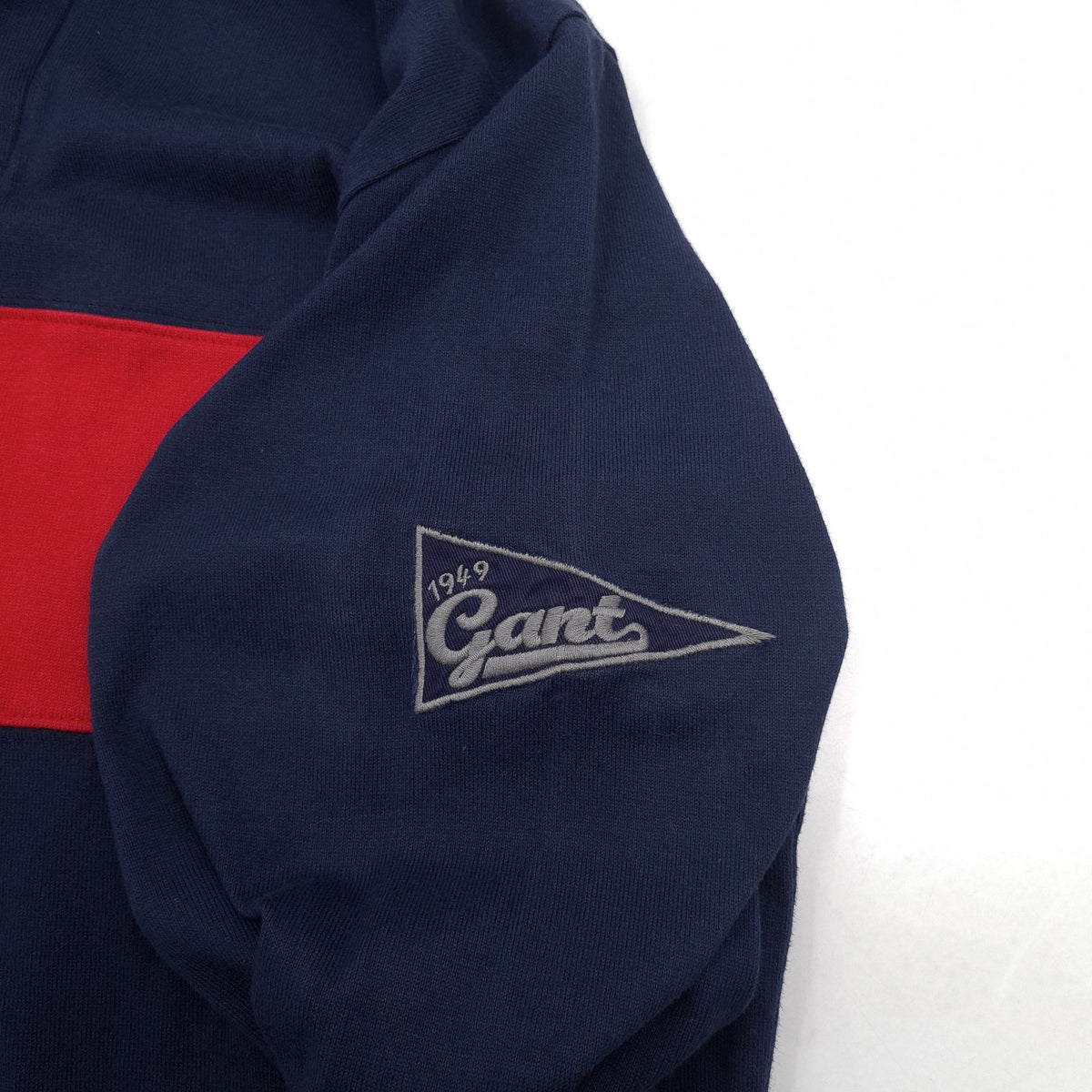 Gant Mens Sweatshirt Cotton Striped Blue Collared Pullover Size M, detail view 3, image 5 of 8
