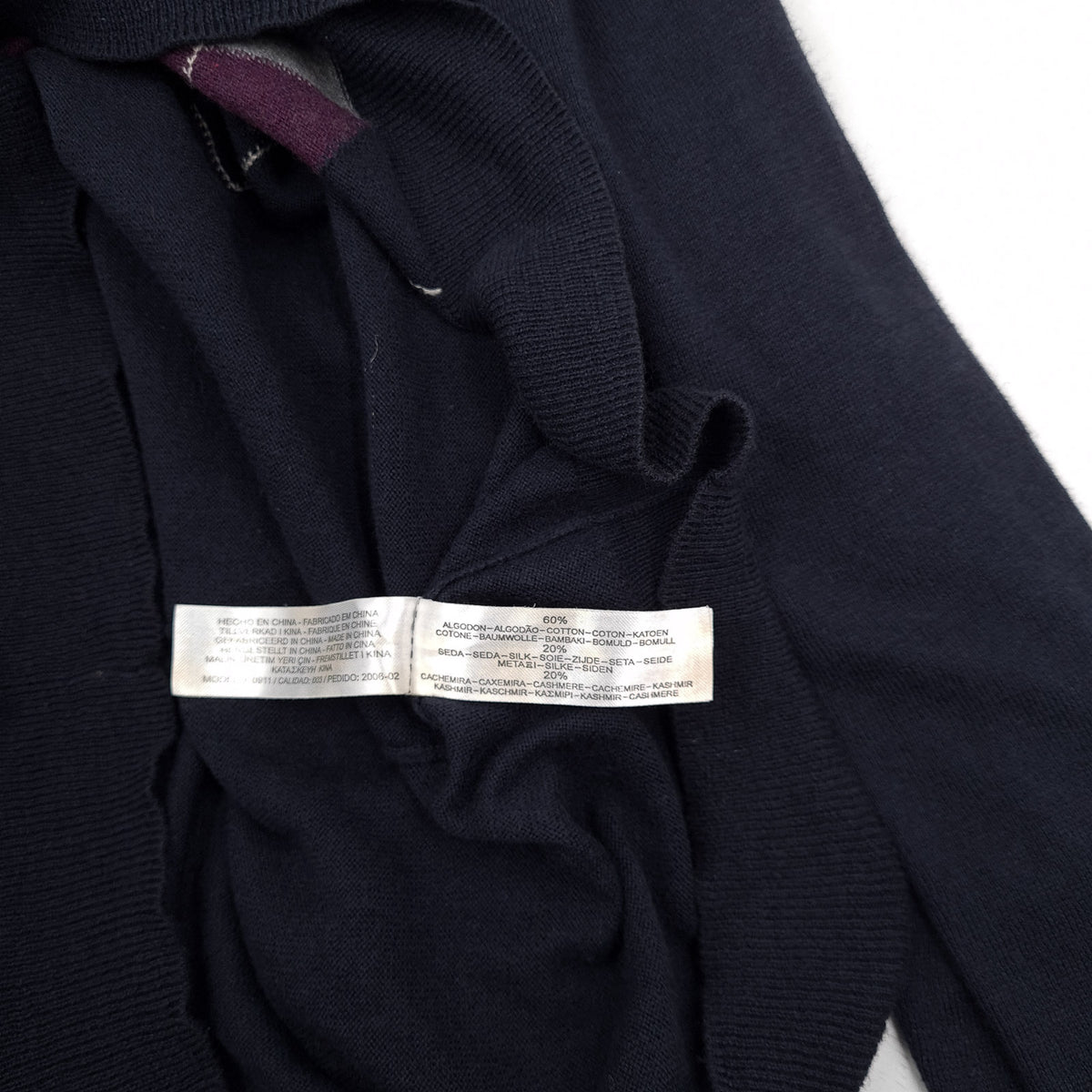 Massimo Dutti Vintage Mens Jumper Sweater Cotton Silk Cashmere Argyle Blue Size XL, detail view 4, image 6 of 9